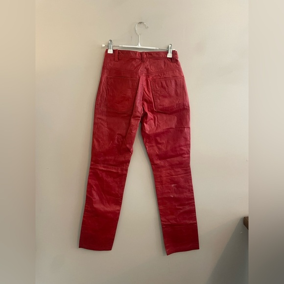Levi’s Red Tab Red Leather Pants Skinny Fit and High Waisted - Picture 4 of 7